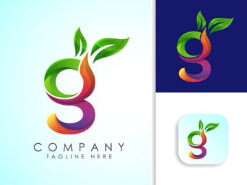 Letter G leaf icon sign symbol, Gradient green leaf, Organic logo design vector illustration preview picture