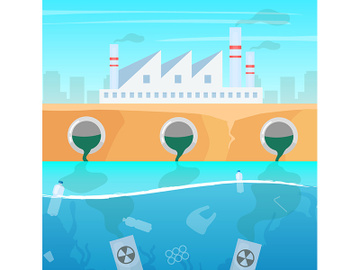 Water and air pollution flat vector illustration preview picture