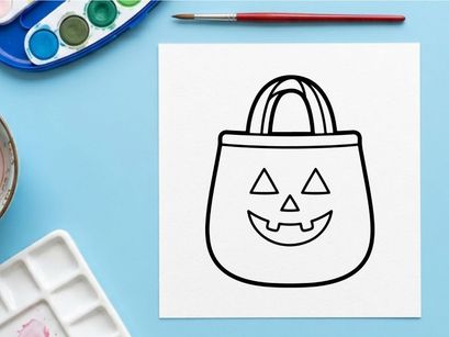 Bolsa de compras de Halloween con cara sonriente de calabaza. Tote reutilizable adorable con diseño festivo de calabaza para dulces y disfraces.