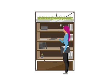 Office worker standing near cabinet flat color vector faceless character preview picture