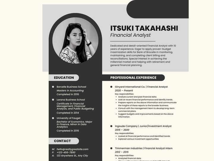 Gray Simple Profile Resume Template