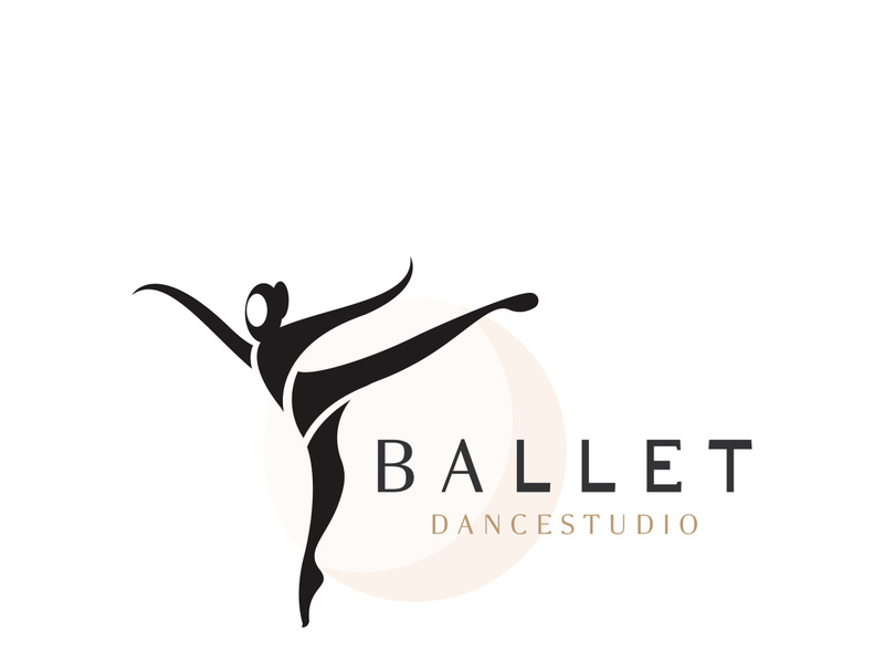 Ballet Dance studio logo design. Silhouette of a girl Dancing class abstract figure illustration
