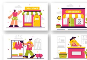 10 Dry Cleaner Store Service Illustration