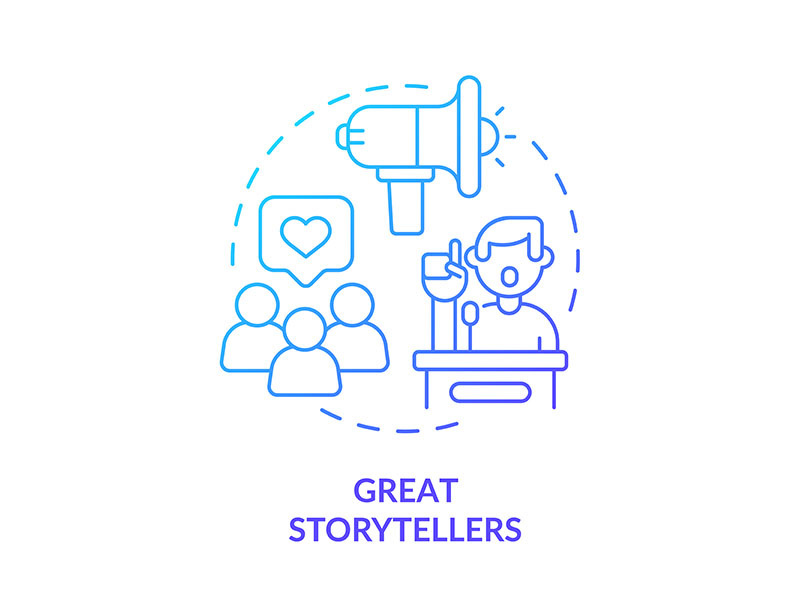 Great storytellers blue gradient concept icon