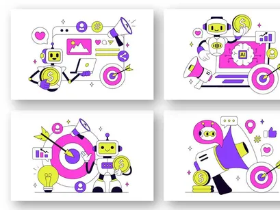 10 AI Marketing Vector Illustration