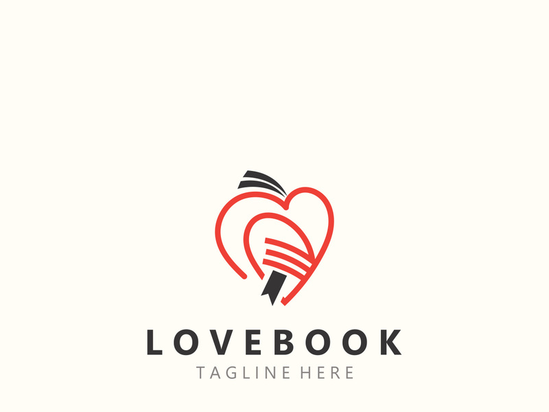 Love combines Book logo shape Symbol Design Template Style illustration
