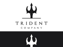 Retro vintage poseidon trident logo design.