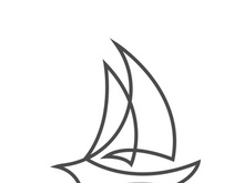Sailboat boat on sea ocean wave with logo design simple ship
