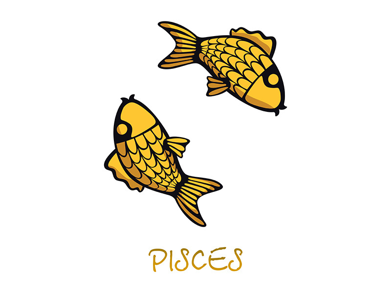 Pisces zodiac sign accessory flat cartoon vector illustration