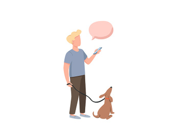 Dog owner flat color vector faceless character preview picture