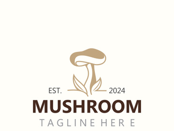 Mushroom botanical logo  modern and simple stamp style. nature or food template preview picture