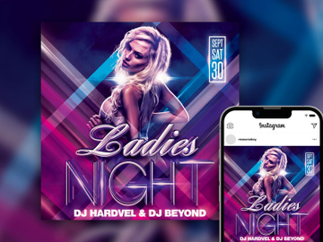 Free Stylish Bold Ladies Night Party Instagram Post Template preview picture