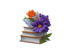 Vector Illustration Books decorated by flowers