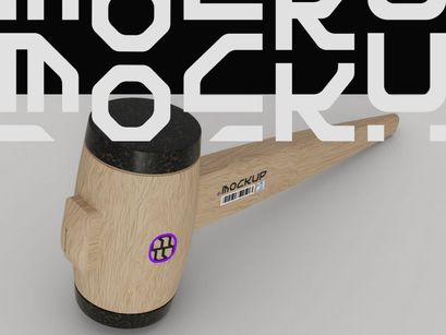 Round Wooden Hammer Mockup