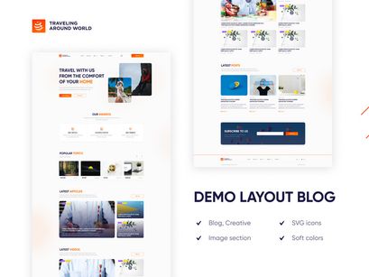 Denvikel - Travel blog design template PSD