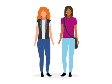 Young girls flat vector illustration preview picture