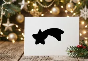 Schwarze Silhouette einer Sternschnuppe, isoliert auf weißem Hintergrund