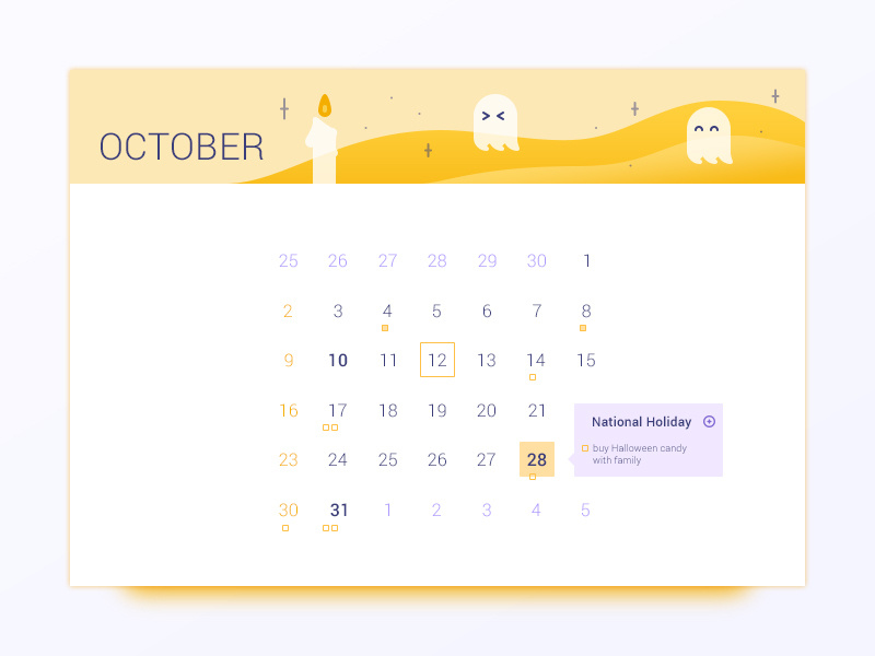 October Calendar UI