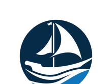 Sailboat boat on sea ocean wave with logo design simple ship