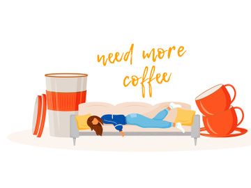 Need more coffee flat concept vector illustration preview picture