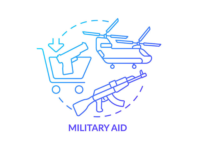 Military aid blue gradient concept icon