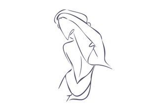 Line art portrait woman, Flower face one line vector illustration