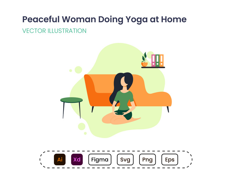 Peaceful woman doing yoga at home