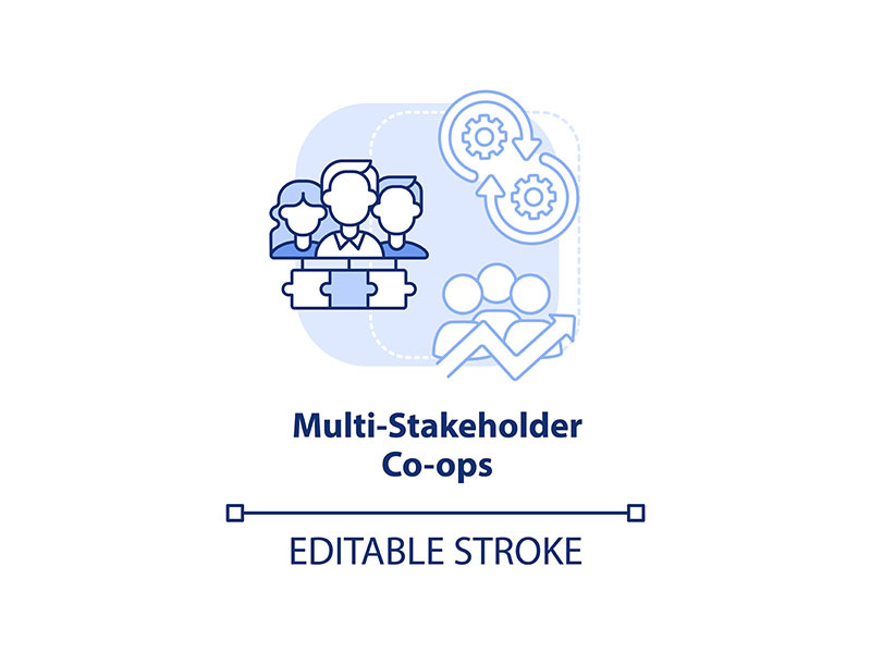 Multi-stakeholder co-ops light blue concept icon