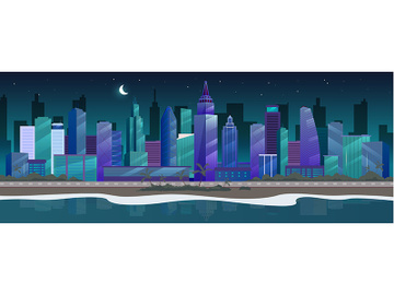 Night city flat color vector illustration preview picture
