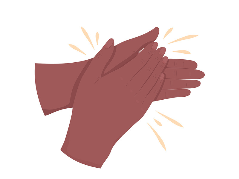 Clapping semi flat color vector hand gesture