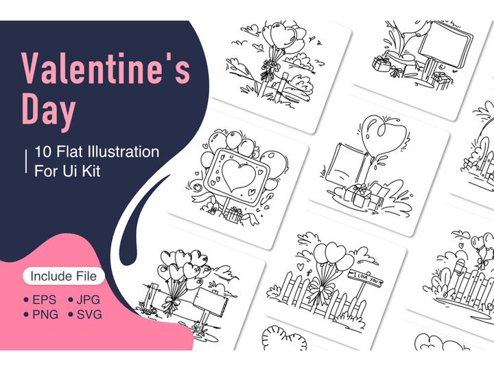 Flat Illustration Romantic Valentines Day