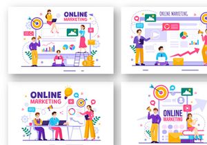 13 Digital Online Marketing Illustration