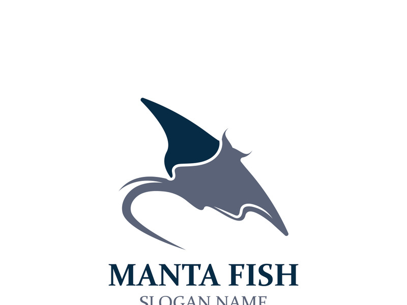 Manta fish or stingray logo design vector vintage illustration skate fish ocean