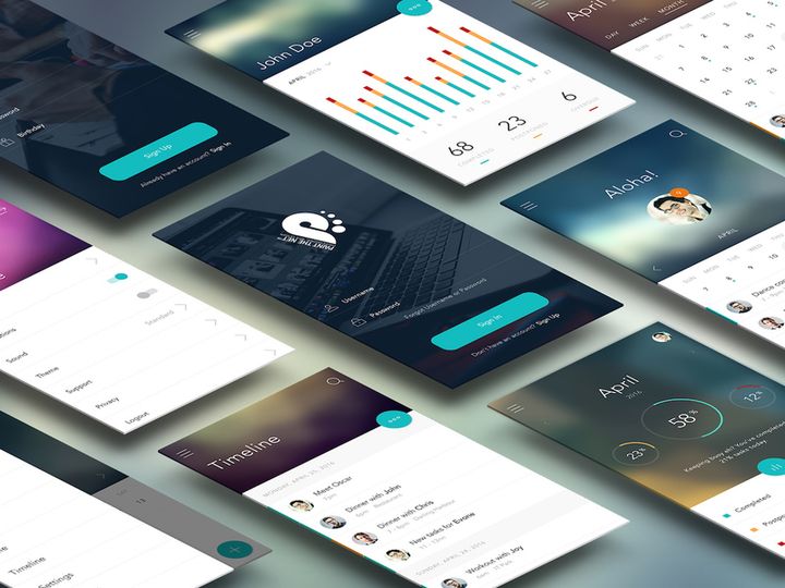Flat Mobile App UI/UX Design Free