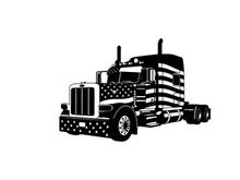 American flag semi truck silhouette with patriotic design