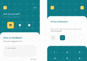 Feedback and Phone Verification screens concept for IBer app