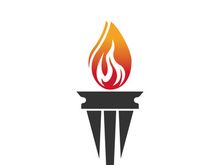 Burning Torch Fire Flame with Pillar column logo design