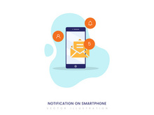 Notification on smartphone vector illustration