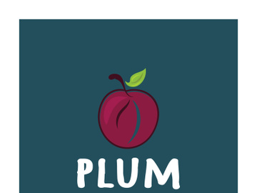 plum fruit logo with leaves, design of plum plantation, fruit shop, plum products, with simple vector editing preview picture