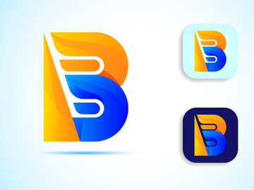 Abstract initial alphabet B logo design. Multi-color gradient letter icon vector illustration. preview picture