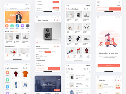 E-commerce iOS APP UI kit with stylish minimalist design
