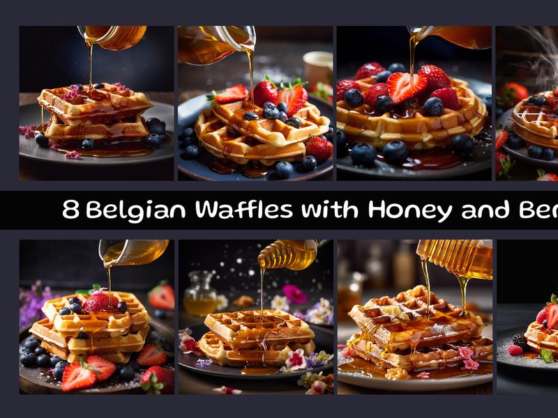 Belgian Waffles with Honey and Berries