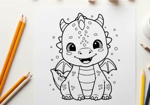 Cute baby dragon smiling vector illustration flat design