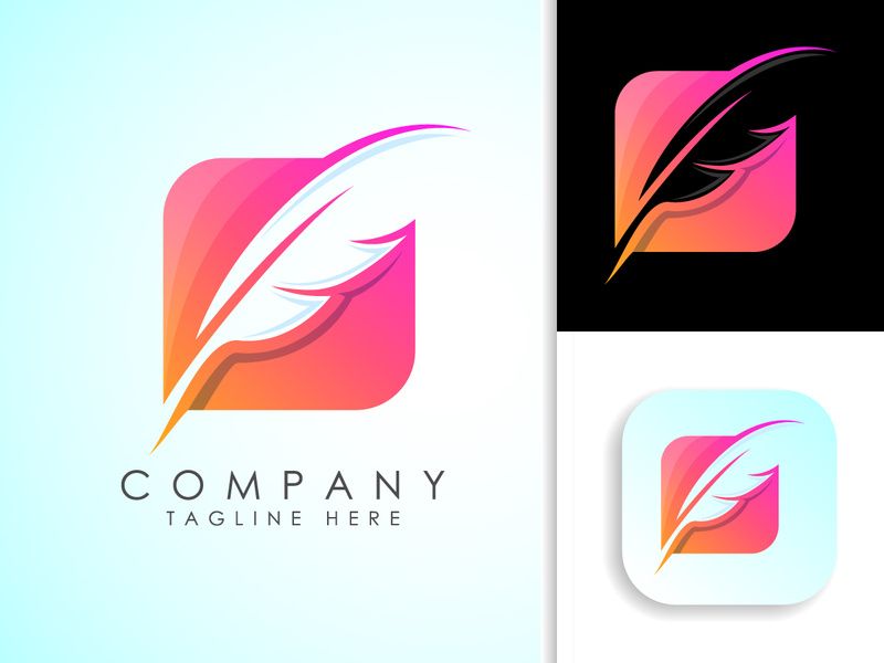 Feather logo design vector template. Feather logo for a writer or publishers.