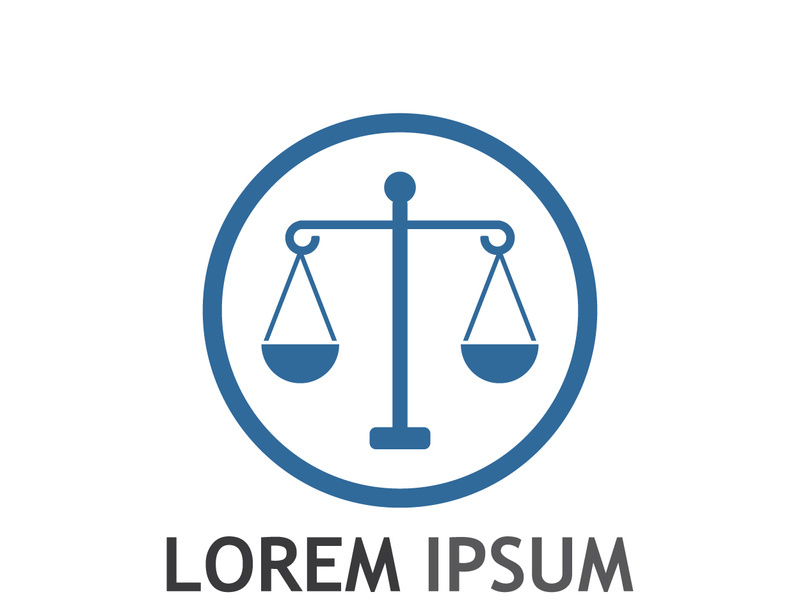 Law firm logo with scales.