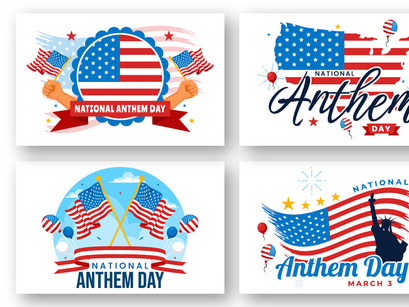 12 National Anthem Day Illustration