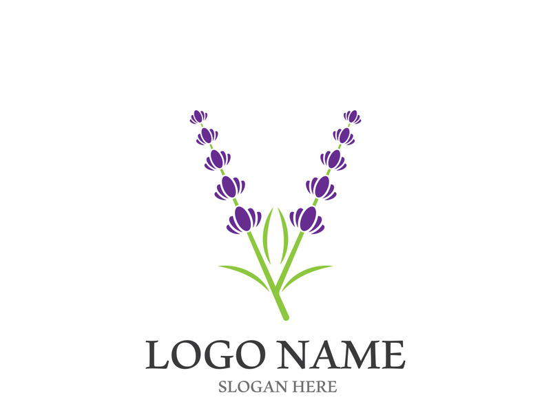 Fresh lavender flower logo vector flat design