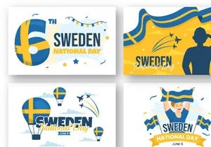 14 Sweden National Day Vector Illustration