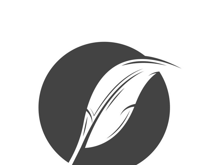 Feather quill design icon and logo illustration classic stationery