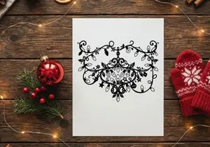 Christmas string lights silhouette, festive holiday garland decoration on white background.